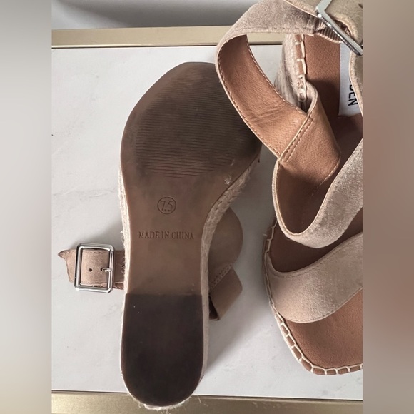 Steve Madden | Uri Buckle Espadrilles Wedge Heels in Tan Suede | Size 7.5 - Picture 7 of 7